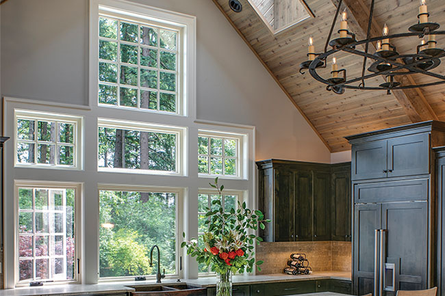 Casement windows in a kitchen.