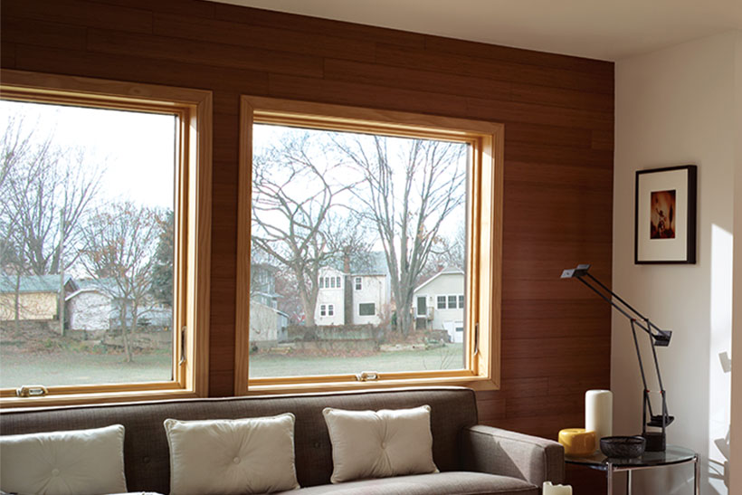 Awning windows in a living room.