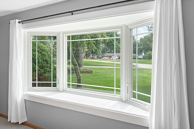 Bay window in a living room.