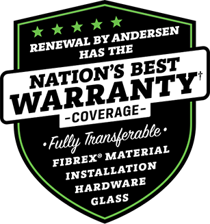 Badge graphic for Renewal by Andersen having the Nation's best warranty coverage.