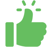 Graphic icon of a thumbs up gesture.