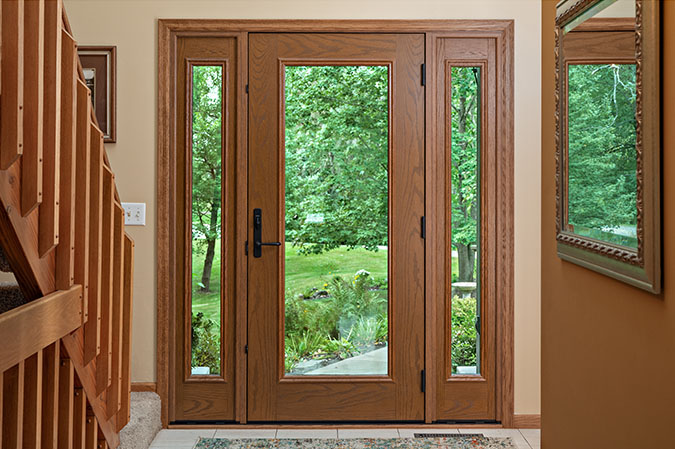 Interior shot of a full light entry door.